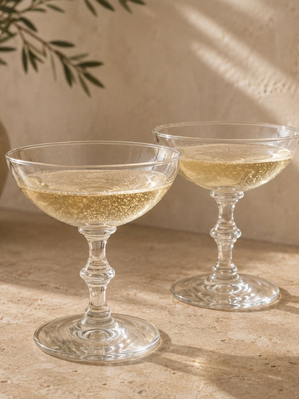 Vintage Libbey Georgian Champagne Coupe Cocktail Glasses Set of 2
